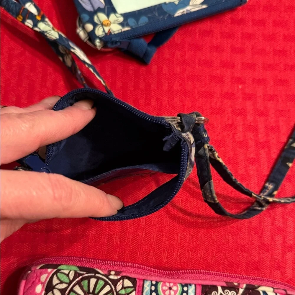 Vera Bradley Pink and Navy Floral Wristlet Trio